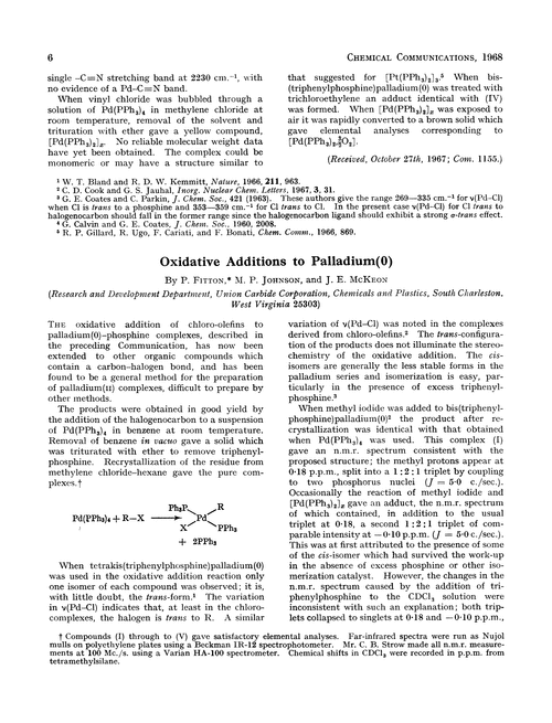 Oxidative additions to palladium(0)