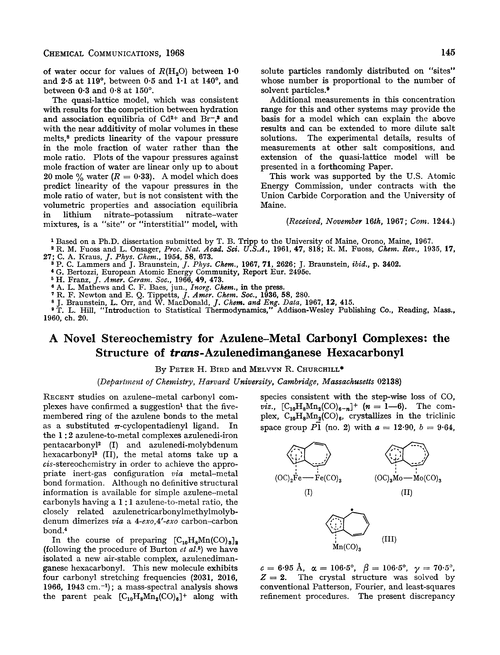 A novel stereochemistry for azulene–metal carbonyl complexes: the structure of trans-azulenedimanganese hexacarbonyl