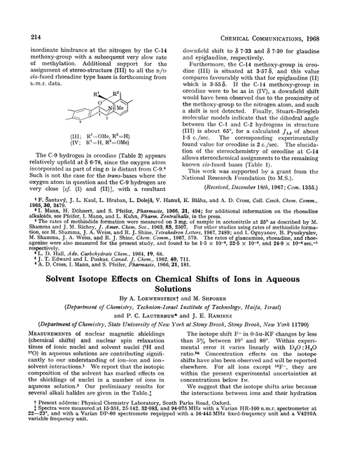 Solvent isotope effects on chemical shifts of ions in aqueous solutions