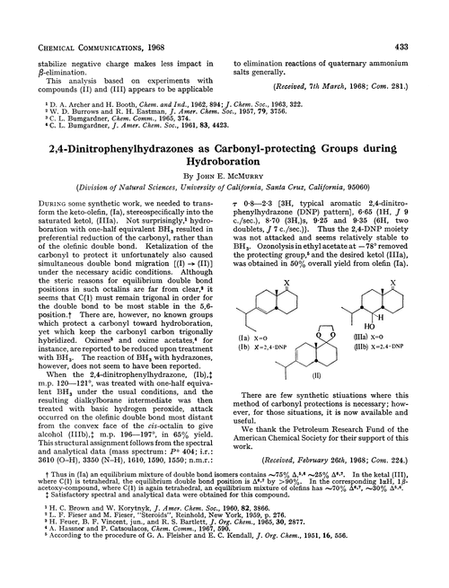 2,4-Dinitrophenylhydrazones as carbonyl-protecting groups during hydroboration