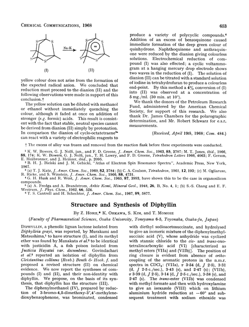 Structure and synthesis of diphyllin