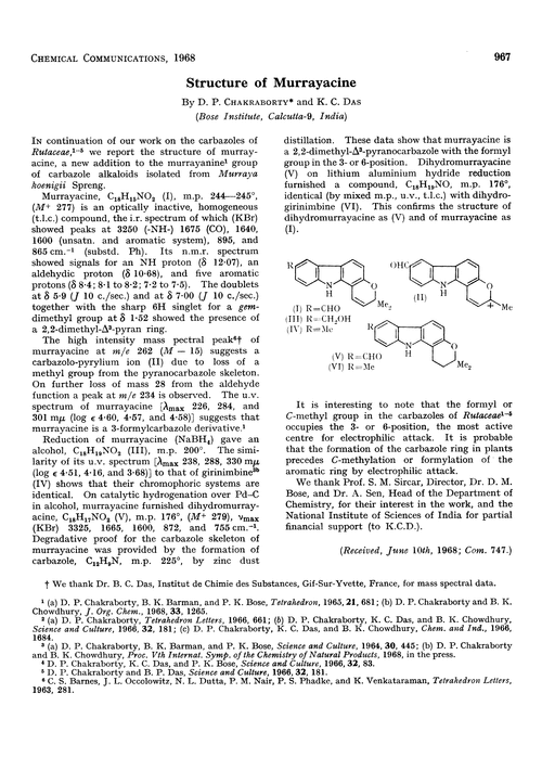 Structure of murrayacine