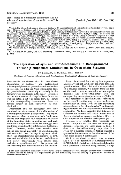 The operation of syn- and anti-mechanisms in base-promoted toluene-p-sulphonate eliminations in open-chain systems