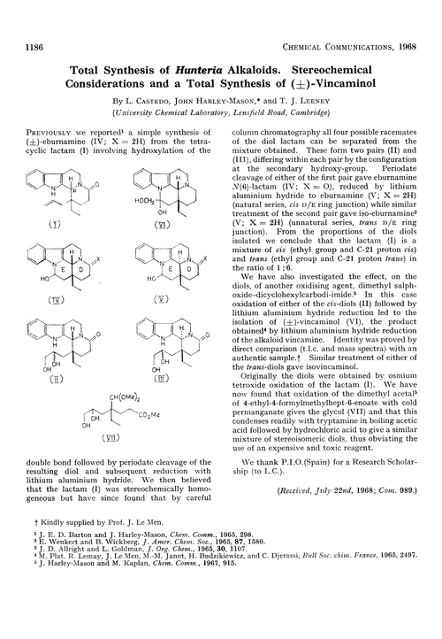 Total synthesis of Hunteria alkaloids. Stereochemical considerations and a total synthesis of (±)-vincaminol