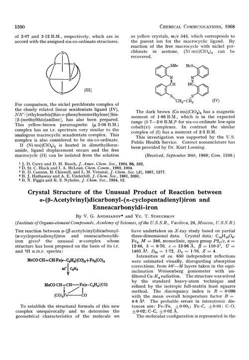 Crystal structure of the unusual product of reaction between σ-(β-acetylvinyl)dicarbonyl-(π-cyclopentadienyl)iron and enneacarbonyldi-iron