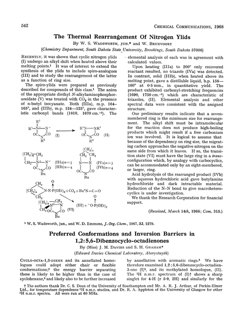 The thermal rearrangement of nitrogen ylids