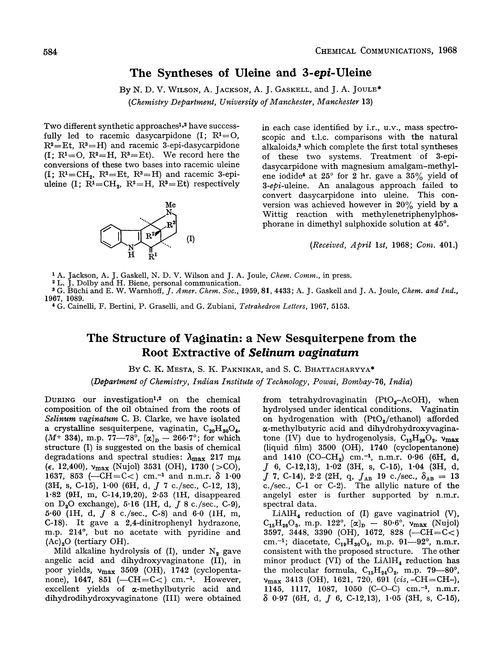 The syntheses of uleine and 3-epi-uleine