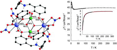 Graphical abstract: Direct observation of the role of lanthanides in stabilizing a ferromagnetic spin orientation in a weak FeIII–FeIII antiferromagnet