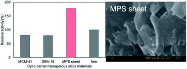 Graphical abstract: Improvement in the catalytic activity of cytochrome c by immobilisation on a novel mesoporous silica sheet