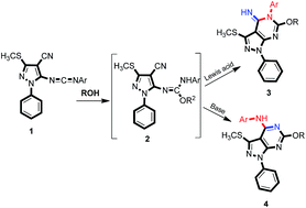 Graphical abstract: Tunable regioselective synthesis of pyrazolo[3,4-d]pyrimidine derivatives via aza-Wittig cyclization and dimroth-type rearrangement