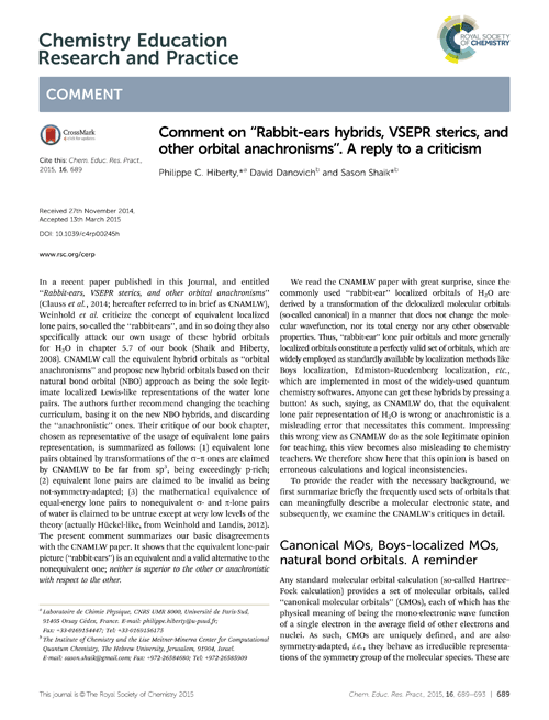 Comment on “Rabbit-ears hybrids, VSEPR sterics, and other orbital anachronisms”. A reply to a criticism