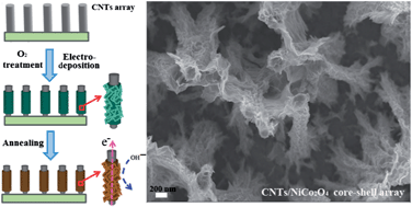 Graphical abstract: A three dimensional vertically aligned multiwall carbon nanotube/NiCo2O4 core/shell structure for novel high-performance supercapacitors