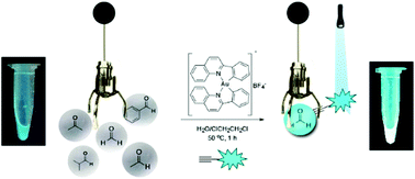Graphical abstract: Visual detection of formaldehyde by highly selective fluorophore labeling via gold(iii) complex-mediated three-component coupling reaction