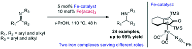 Graphical abstract: Iron-catalyzed transfer hydrogenation of imines assisted by an iron-based Lewis acid