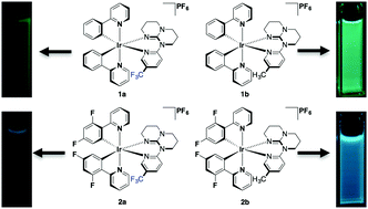 Graphical abstract: Controlling the emission efficiency of blue-green iridium(iii) phosphorescent emitters and applications in solution-processed organic light-emitting diodes