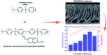 Graphical abstract: Improved filtration performance and antifouling properties of polyethersulfone ultrafiltration membranes by blending with carboxylic acid functionalized polysulfone