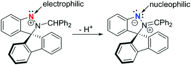 Graphical abstract: An umpolung of Lewis acidity/basicity at nitrogen by deprotonation of a cyclic (amino)(aryl)nitrenium cation