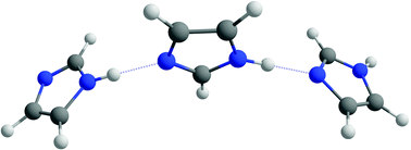 Graphical abstract: Strained hydrogen bonding in imidazole trimer: a combined infrared, Raman, and theory study