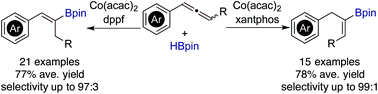 Graphical abstract: Ligand-controlled cobalt-catalyzed regiodivergent hydroboration of aryl,alkyl-disubstituted internal allenes