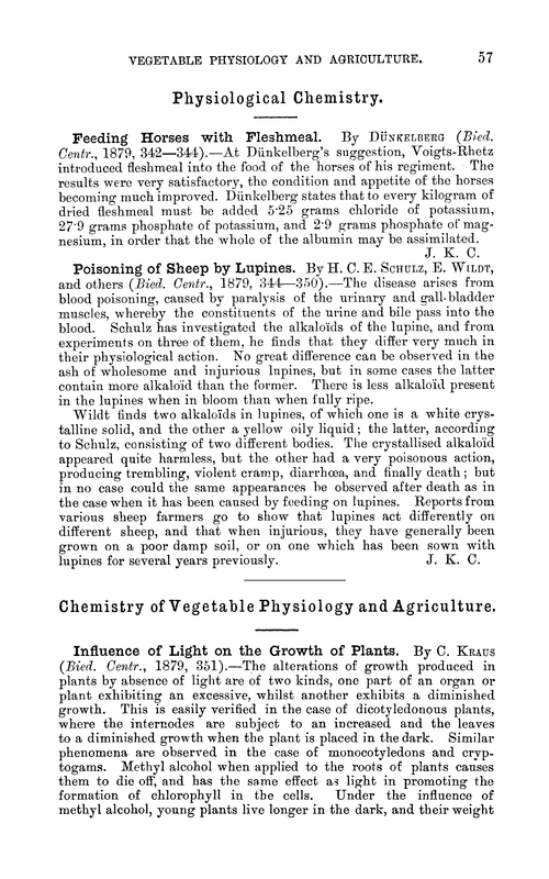 Chemistry of vegetable physiology and agriculture