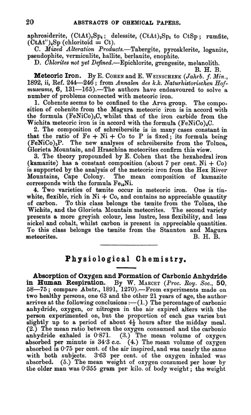 Physiological chemistry