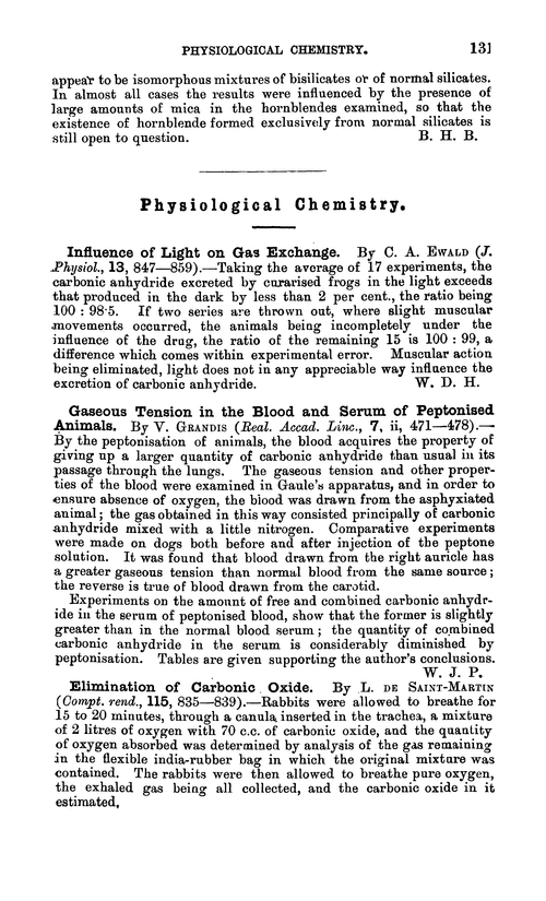 Physiological chemistry