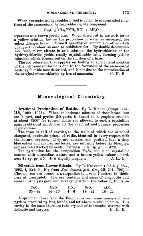 Mineralogical chemistry