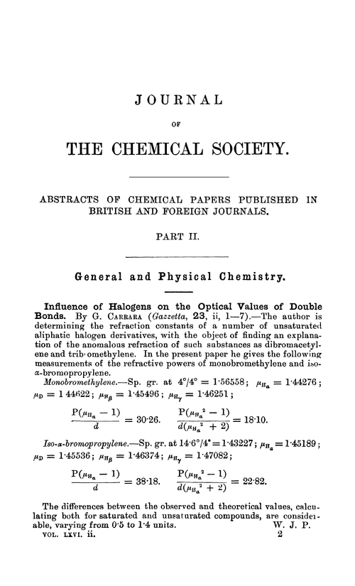 General and physical chemistry