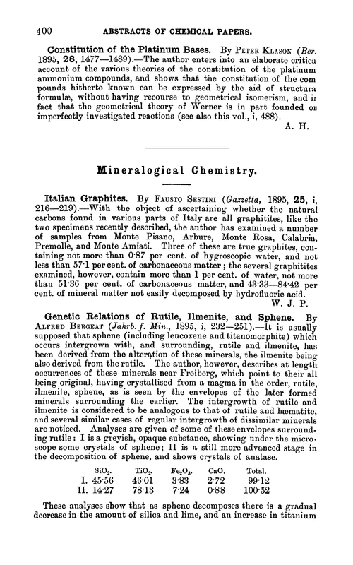 Mineralogical chemistry