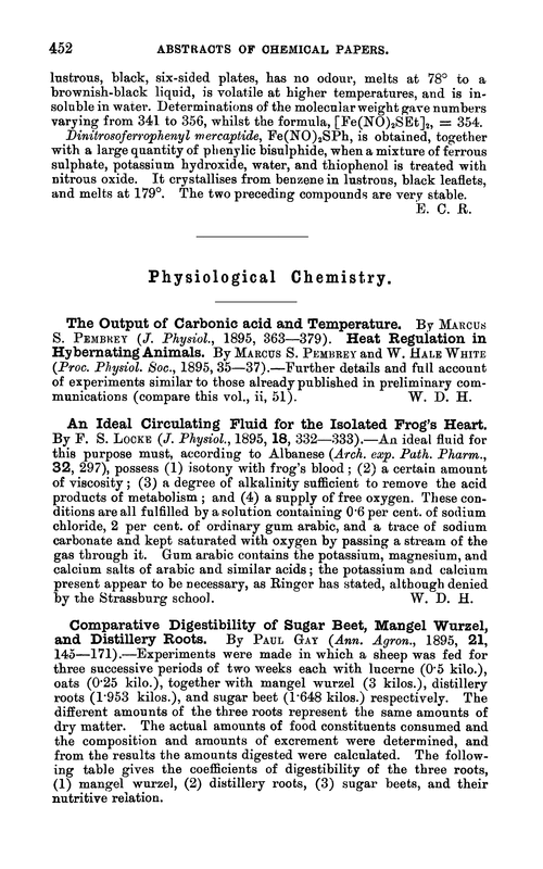 Physiological chemistry