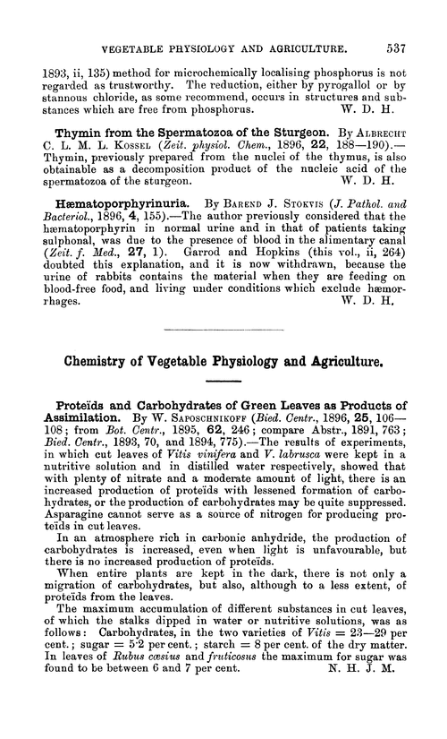 Chemistry of vegetable physiology and agriculture