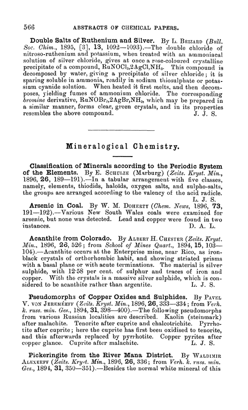 Mineralogical chemistry