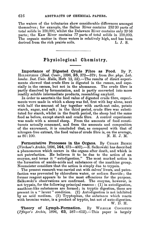 Physiological chemistry