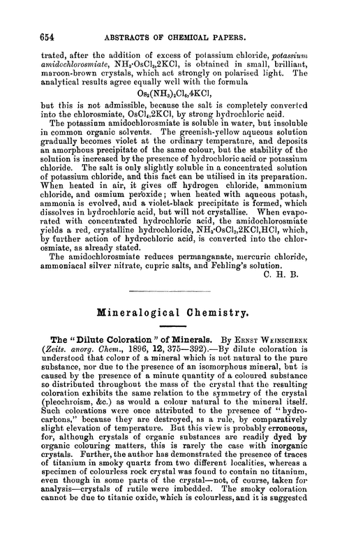 Mineralogical chemistry