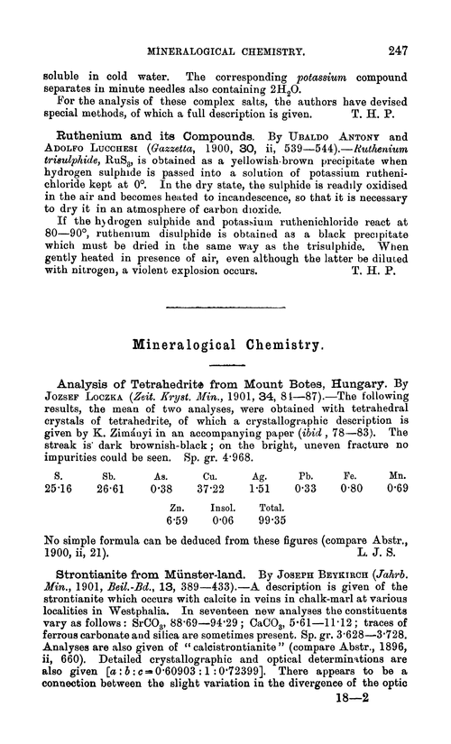 Mineralogical chemistry