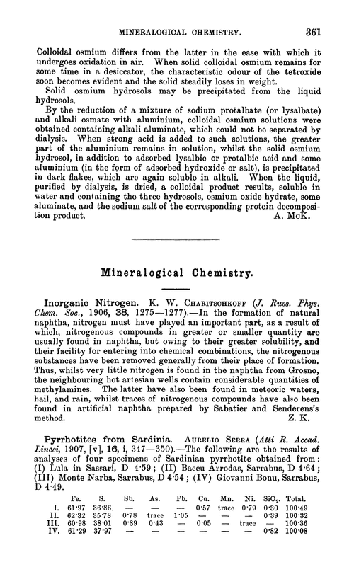 Mineralogical chemistry