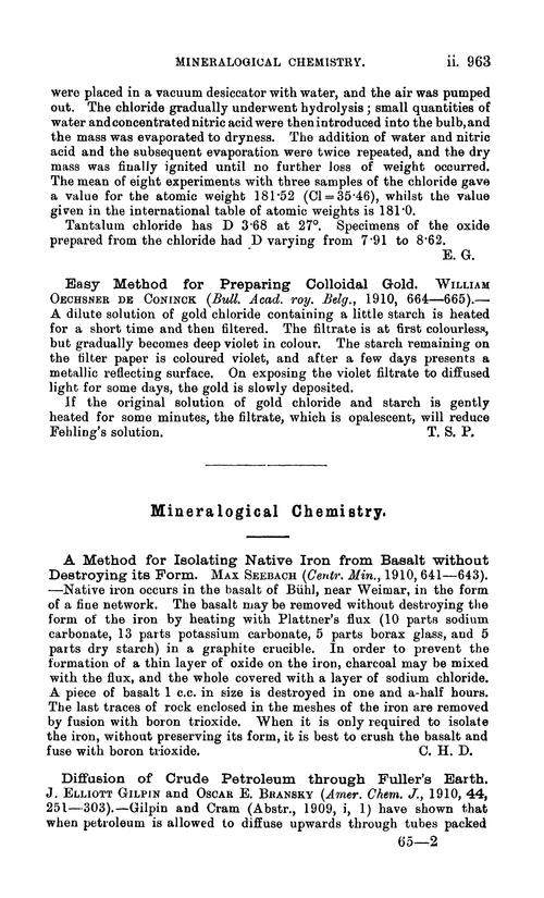 Mineralogical chemistry