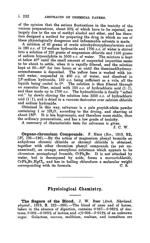 Physiological chemistry