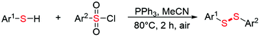 Graphical abstract: Synthesis of unsymmetrical disulfides via PPh3-mediated reductive coupling of thiophenols with sulfonyl chlorides