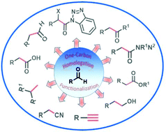 Graphical abstract: Recent approaches towards one-carbon homologation–functionalization of aldehydes