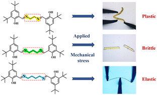 Graphical abstract: Linker size dependent mechanical properties of di-imine based molecular crystals