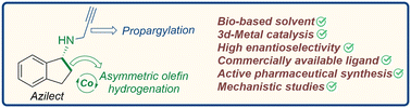 Graphical abstract: Concise synthesis of Azilect via cobalt-catalyzed enantioselective hydrogenation in a bio-based solvent