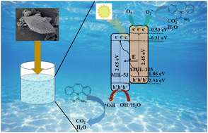 Graphical abstract: Unveiling the mechanism of visible light-assisted peroxymonosulfate activation and carbamazepine degradation using NH2-MIL-125(Ti)@MIL-53(Fe/Co) heterojunction photocatalyst