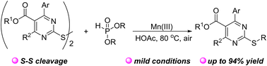 Graphical abstract: Mn(OAc)3 promoted cross-coupling reaction of disulfides with dialkyl phosphites