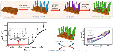 Graphical abstract: In situ preparation of hierarchical CuO@NiCo LDH core–shell nanosheet arrays on Cu foam for highly sensitive electrochemical glucose sensing