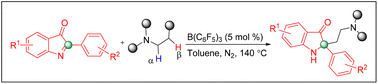 Graphical abstract: B(C6F5)3-catalyzed β-C(sp3)–H alkylation of tertiary amines with 2-aryl-3H-indol-3-ones