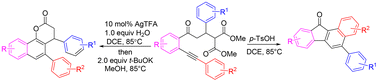 Graphical abstract: Divergent synthesis of 3,4-dihydro-2H-benzo[h]chromen-2-one and fluorenone derivatives from ortho-alkynylarylketones