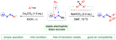 Graphical abstract: Mild diazenylation of Csp2–H and Csp3–H bonds via arylazo sulfones