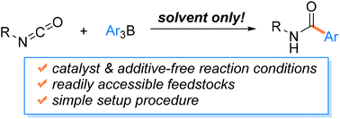 Graphical abstract: A catalyst-free cross-coupling of isocyanates and triarylboranes for secondary amide synthesis