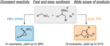 Graphical abstract: Divergent synthesis of nitrocyclopropanes and isoxazoline N-oxides from nitro compounds and vinyl sulfonium salts